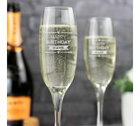 So Bespoke Personalised Engraved Glass Champagne Flute - Birthday Gift - for Her - Hen Party - Wedding Gift (Style 8)