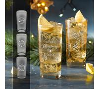 So Bespoke Personalised Glass Christmas Hiball Laser Engraved Your Own Message Personalized Glass, High Ball Glass, Birthday, Gin, Xmas (Style X6)