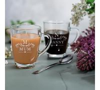 So Bespoke Personalised Glass Mug Tea Coffee Latte Mothers Day Gift for Mom, Mum, Nan, Auntie, Step-Mum, Engraved Drinkware, Mothering Sunday Gift Idea (Style M2)