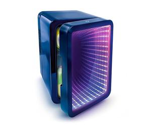 So Chill Canal Toys Infinity LED Mini Fridge - 6 Cans or 8 Mini Cans - Mirror Effect Door - 12 Light Modes - Stickers - for Desk, Bedroom, Car - USB Power Supply (5V SELV) - INF 041
