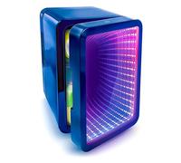 So Chill Mini Fridge Infinity, Gamers, Students, Home/Car Trips/Hangouts + More, Chills 6 Regular Cans, Mirror Infinity LED Effect Door, Dark Blue