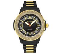 SO&CO Men's Madison 5565 48mm Quartz Watch with Crystal Studded Bezel & Silver Dial in Black SO&CO Black One Size