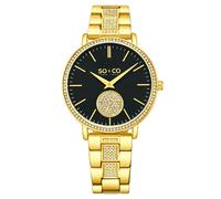 SO&CO Women's Madison 5525 38mm Silver Crystal Studded Watch with Stainless Steel Bracelet - Model 5525 in Black SO&CO Black One Size