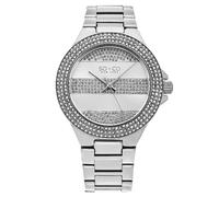 SO&CO Women's Sophisticated Crystal-Filled Lined Design Quartz Watch with Link Bracelet - Model 5242 in Silver SO&CO Silver One Size