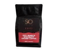 SO Coffee: Ground/Filter EROS Premium 100% Arabica Coffee. Costa Rica & Kenya Blend. Tasting Notes of Smooth Espresso with Nutmeg Aroma, Chocolate & Blackcurrant Notes. Avaiable in 227g.