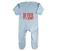 So Cute It’s Scary Halloween Statement Baby Romper Jumpsuit with feet, 6-12 Months, Pastel Blue