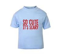 So Cute It’s Scary Halloween Statement Short Sleeve Cotton Kids t Shirt, 2-3 Years, Pastel Blue