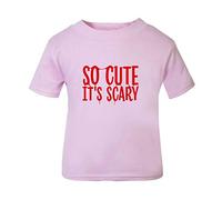 So Cute It’s Scary Halloween Statement Short Sleeve Cotton Kids t Shirt, 2-3 Years, Pastel Pink