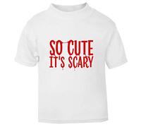 So Cute It’s Scary Halloween Statement Short Sleeve Cotton Toddler t Shirt, 1-2 Years, White