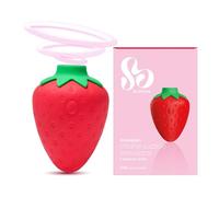 So Divine 'Strawgasm' Strawberry Clit Sucker Pleasure Rechargeable Stimulator Sex Toy - 9 Functions - Soft Silicone - Water Resistant