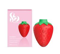 So Divine 'Strawgasm' Strawberry Clitoral Pleasure Rechargeable Suction Stimulator Toy - 9 Functions - Soft Silicone - Water Resistant