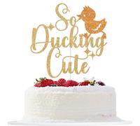 So Ducking Cute Cake Topper, Duck Themed Birthday Cake Topper, Little Duck Baby Shower Birthday Party Decorations, Gold Glitter
