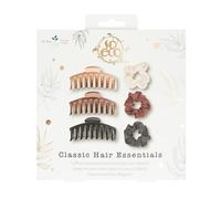 So Eco Classic Hair Essentials Set - 3 Claw Clips & 3 Satin Scrunchies, Neutral Hair Accessories Bundle, Gentle Hold for Anti-Breakage Styling, Cruelty-Free & Vegan