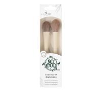 So Eco Contour & Highlight Brush Duo - Vegan & Cruelty-Free 2-Piece Face Brush Kit for Sculpting & Highlighting, Soft Synthetic Bristles, Birchwood Handles, Plastic-Free Packaging
