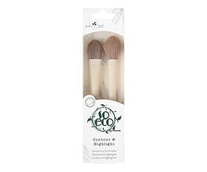 So Eco Contour & Highlight Brush Duo - Vegan & Cruelty-Free 2-Piece Face Brush Kit for Sculpting & Highlighting, Soft Synthetic Bristles, Birchwood Handles