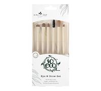 So Eco Eye & Brow Set - Vegan & Cruelty-Free 6-Piece Eye and Eyebrow Brush Kit for Eyeshadow Application & Brow Definition, Soft Synthetic Bristles, Birchwood Handles, Plastic-Free Packaging