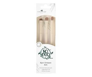 So Eco Eye Crease Set - Vegan & Cruelty-Free 3-Piece Eyeshaddow Brush Kit for Crease Blending & Precision Application, Soft Synthetic Bristles, Birchwood Handles