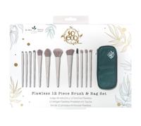 So Eco Flawless 12-Piece Brush & Bag Set - Vegan & Cruelty-Free Makeup Brush Set with Travel Bag, Birchwood Brushes for Face & Eyes, Brows & Lips