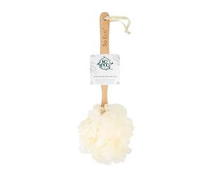 So Eco Long Handle Shower Pouf - Soft Loofah with Easy-Grip Handle for Hard-to-Reach Areas, Exfoliates & Creates a Rich Lather, Vegan & Cruelty-Free, Plastic-Free Packaging