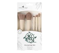 So Eco Sculpting Makeup Brush Set - 5-Piece Vegan & Cruelty-Free Facial & Eye Brush Kit for Buffing, Blending & Shading, Soft Synthetic Bristles, Birchwood Handles, Plastic-Free Packaging