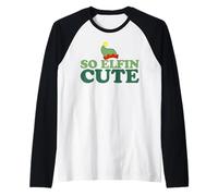 So Elfin Cute Funny Christmas Elf Raglan Baseball Tee