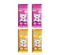 So Free Vegan Salted Caramel Bear and HazelNOT Bear by Plamil - Dairy Free, Gluten Free, Nut Free, Lactose Free - Pack of 4 x 25g