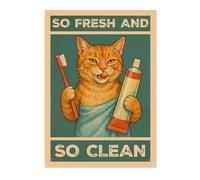 So Fresh And So Clean Poster, Retro Animal Bathroom Print, Comedy Toilet Wall Art, A5 (Print Only) - 21x14.8cm