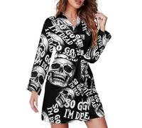 So Goth I'm Dead Women's Robes Soft Pajamas Loungewear V-Neck Dressing Gowns Robe for Wedding Party M
