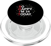 So Happy 34th Birthday Funny 34 Years Old Joke Bday Humor PopSockets PopGrip for MagSafe