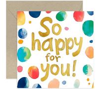 So Happy For You Congratulations Cards for Him or Her - Colourful Joyful Design - Well Done Gifts for Men and Women, Adult or Child - Exam Results, Proud of You, First Home, Engagement, New Job