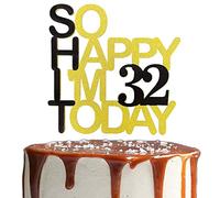 So Happy I’m 32 Today Cake Topper, Happy 32nd Birthday Cake Toppers, Funny Age 32 Birthday Party Decorations