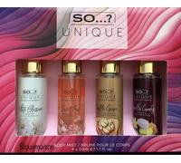 So...? Ladies Body Mist Gift Set 4 x 50ml Truffle White Blossom Vanilla Candy