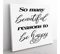 So Many Beautiful Reasons Modern Typography Quote Canvas Wall Art Print Ready to Hang, Framed Picture for Living Room Bedroom Home Office Décor, 50x50 cm (20x20 Inch)