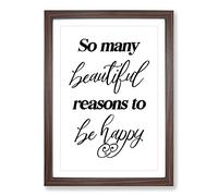 So Many Beautiful Reasons Typography Framed Print | A2 Walnut Framed Wall Art | Ready to Hang | Modern Positive Affirmations Picture | Living Room Bedroom Lounge Office