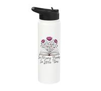 So Many Books But So Little Time Floral Bookworm Stainless Steel Insulated Water Bottle