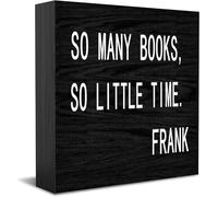 So Many Books,So Little Time Home Office Decor Wooden Box Sign, Decorative Positive Office Desk Accessories Wood Plaque Wood Table Sign For Tv Cabinet Shelf 5 X 5 Inch