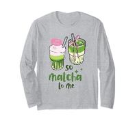 So Matcha to Me Cute Aesthetic Green Tea Drink Cafe Love Art Long Sleeve T-Shirt
