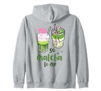 So Matcha To Me Cute Aesthetic Green Tea Drink Cafe Love Art Zip Hoodie