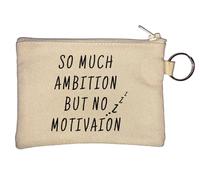 So Much Ambition But No Motivation Zzz Key Chain Coin Purse Beige