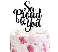 So Proud of You Cake Topper Black Glitter 2025 Graduation Cake Topper Graduation Party Decorations Congrats Grad Cake Picks for 2025 Congrats Grad Party Decorations Supplies