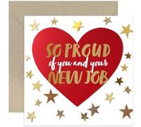 So Proud of You New Job Card for Son or Daughter - Well Done Congratulations Gift for Men and Women - For Promotion - Heart and Stars Design - with Envelope