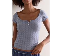 So Soft Pointelle Henley Top by Intimately at Free People in Navy Heather, Size: L-XL/G-TG - female