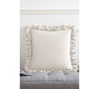 'So Soft Velvet' Double Frill Cushion Catherine Lansfield Cream 43cm x 43cm