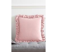 'So Soft Velvet' Double Frill Cushion Catherine Lansfield Light Pink 43cm x 43cm