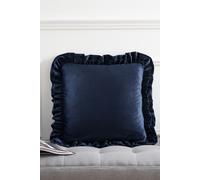 'So Soft Velvet' Double Frill Cushion Catherine Lansfield Navy 43cm x 43cm