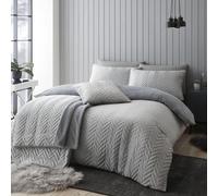 Catherine Lansfield So Soft Velvet Touch Zig Zag Pinsonic King Duvet Set Silver