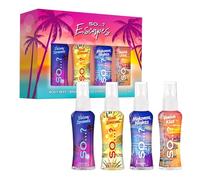So...? Summer Escapes Mini Body Mist for Women, Fragrance Gift Set (4 x 50ml) - Ibiza Dreams, Bali Breeze, Mykonos Nights, Venice Kiss - Vegan & Cruelty-Free, Recyclable Bottle