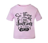 So There I was Falling in Love with You (Romantic Quotes for Couples, Anniversary) Short Sleeve Cotton Toddler t Shirt, 1-2 Years, Pastel Pink