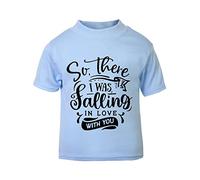 So There I was Falling in Love with You (Romantic Quotes for Couples, Anniversary) Short Sleeve Cotton Toddler t Shirt, 2-3 Years, Pastel Blue