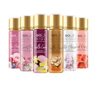 So…? Unique Womens Body Spray Mixed Fragrance Bundle, Vanilla Candy, Truffle Cream, Sweet Pea, White Blossom, Coral Daisy, Rose Berry, 150ml (Pack of 6)